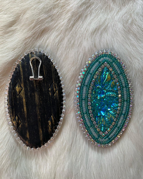 3"Turquoise/Crystal Earrings - BThunder 