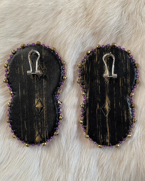 3" Bear Claw Purple/Gold Earrings - BThunder 
