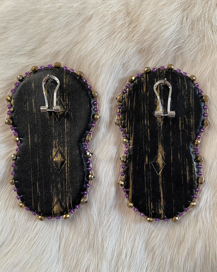 3" Bear Claw Purple/Gold Earrings - BThunder 